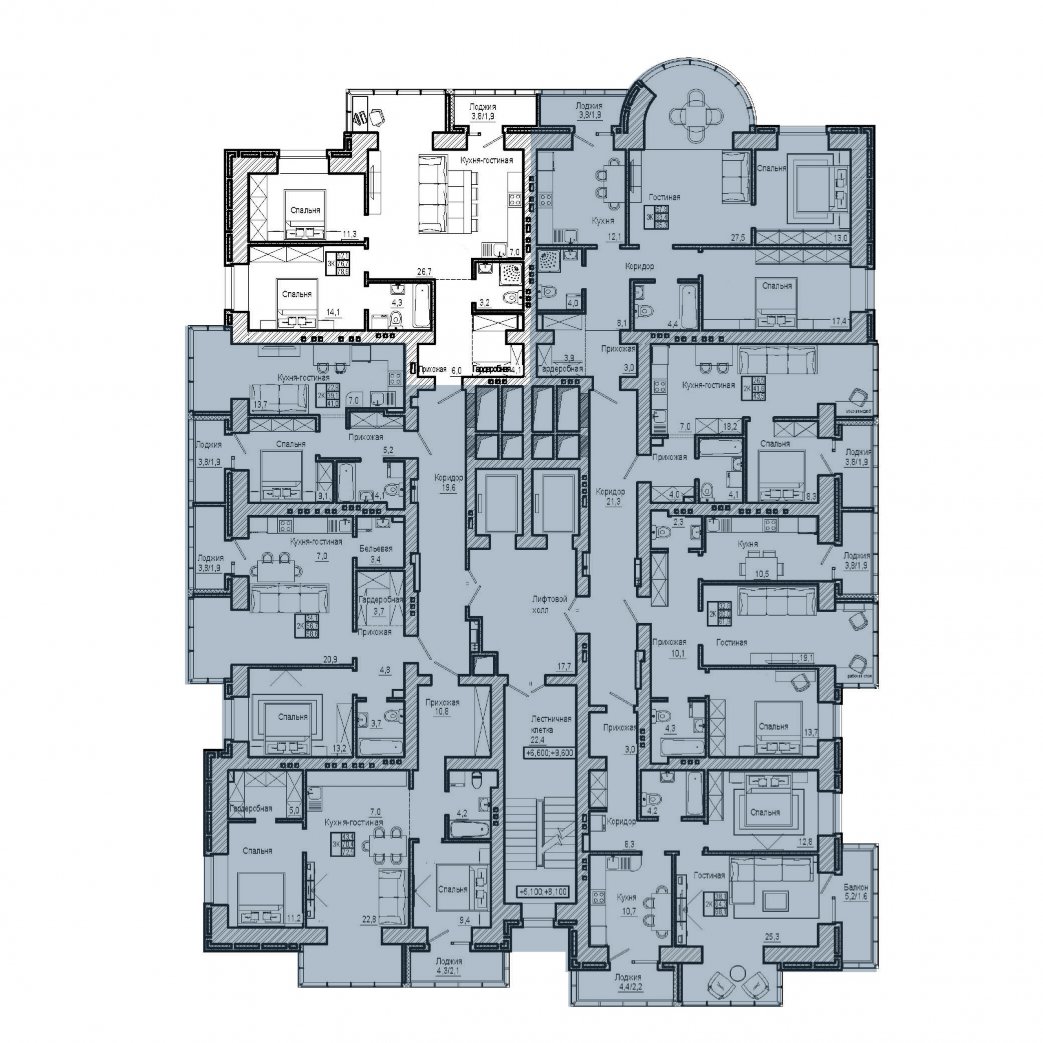 Фото объекта 3-комнатная квартира в ПОРТОВЫЙ - лофт-район на берегу Енисея, 9-й этаж, 3к, 78.60м² от застройщика Арбан — 20968